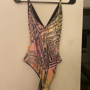 Snake print multi color body suit